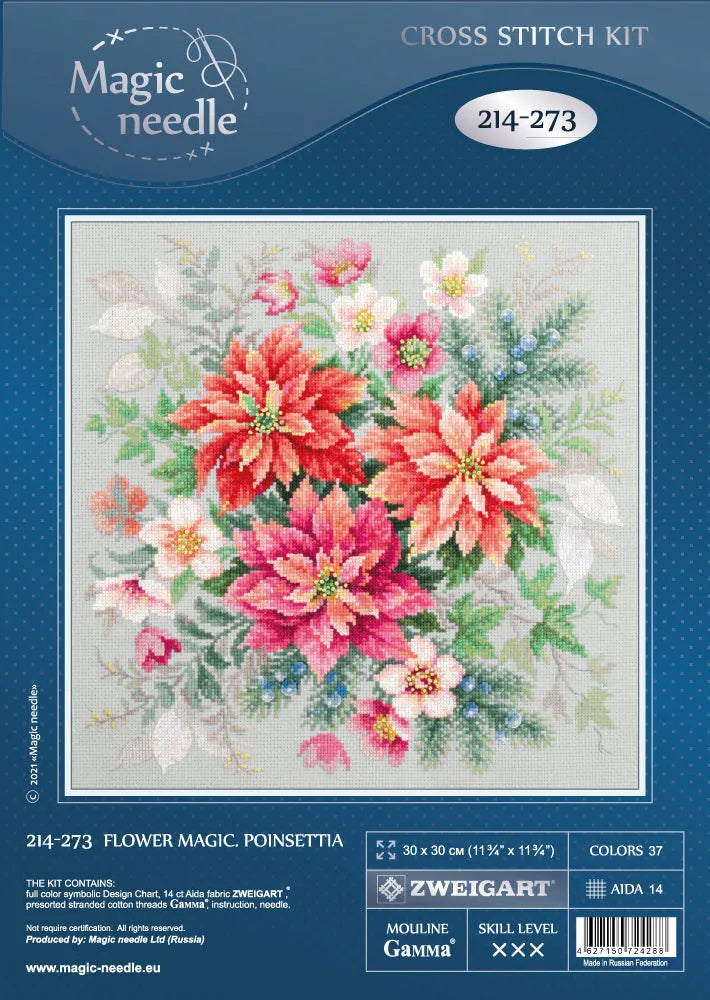 Flower Magic.Poinsettia 214-273 Counted Cross-Stitch Kit-2
