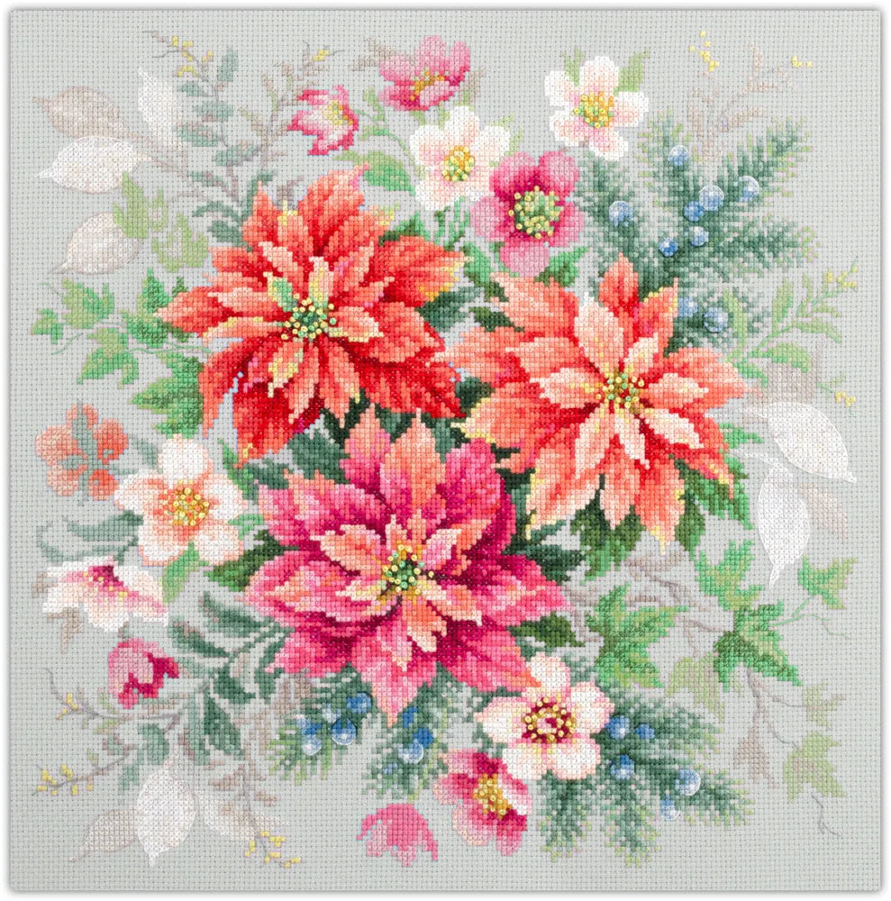 Flower Magic.Poinsettia 214-273 Counted Cross-Stitch Kit-3