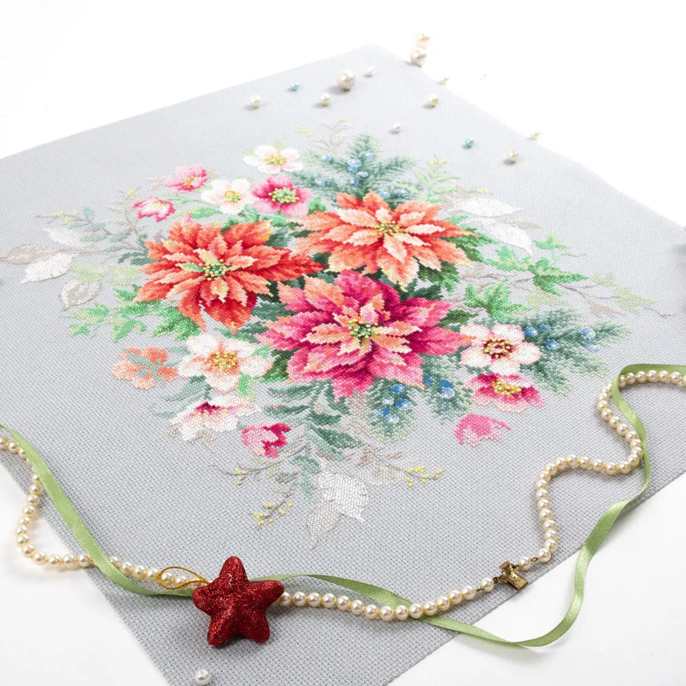 Flower Magic.Poinsettia 214-273 Counted Cross-Stitch Kit-1