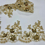 Beaded & Corded Floral Lace Trimming Embroidered on 100% Polyester Net Mesh | Lace USA - 97223W-HB-1