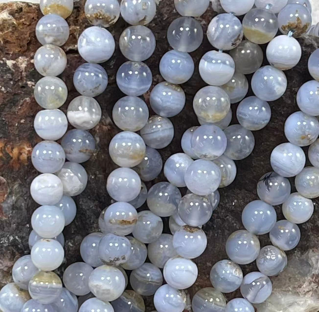 Dendritic Blue Lace Agate Round 6mm 8mm