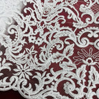 Corded Bridal Lace Fabric Embroidered on 100% Polyester Net Mesh | Lace USA - 96997W-1