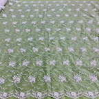 Beaded & Corded Bridal Lace Fabric Embroidered on 100% Polyester Net Mesh | Lace USA - 95575W-BP-0