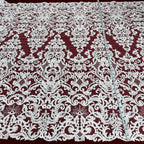 Corded Bridal Lace Fabric Embroidered on 100% Polyester Net Mesh | Lace USA - 96997W-0